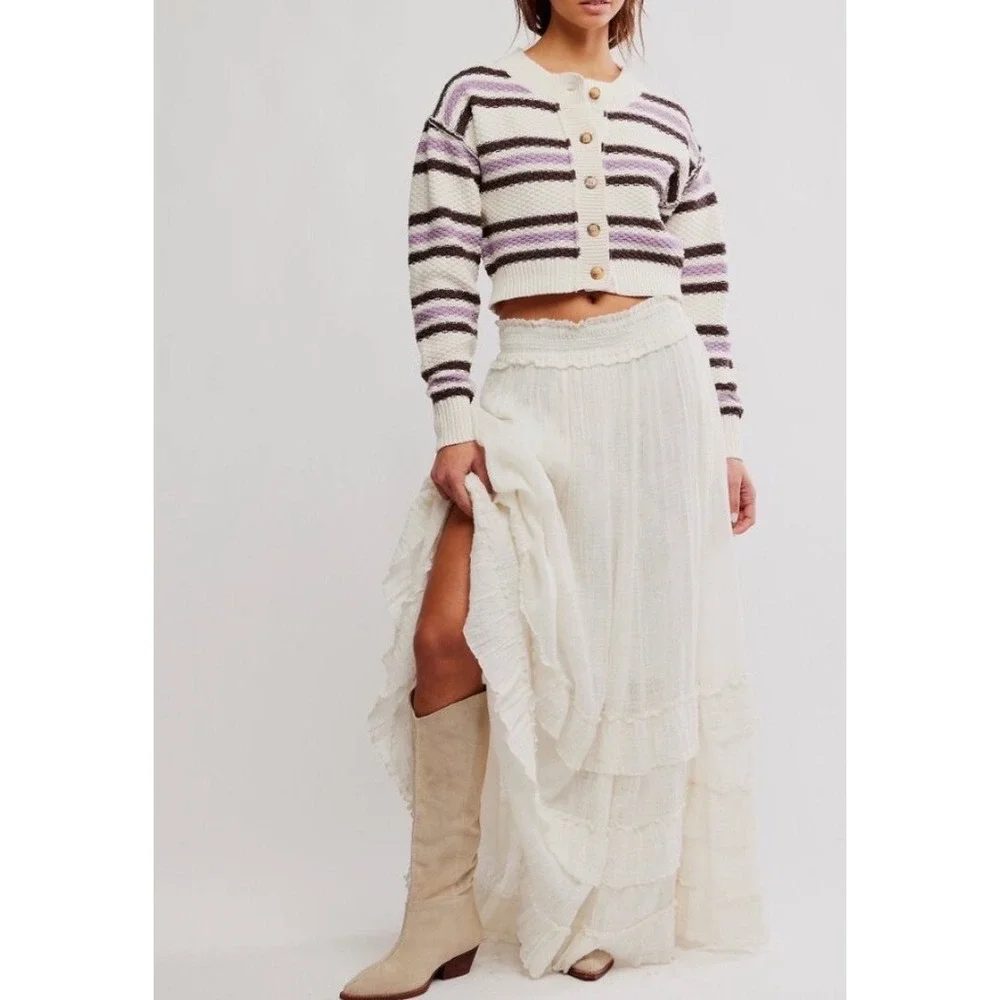 NWT Free‎ People | FP Lila Stripe Cardi / Ivory Combo Sz Small